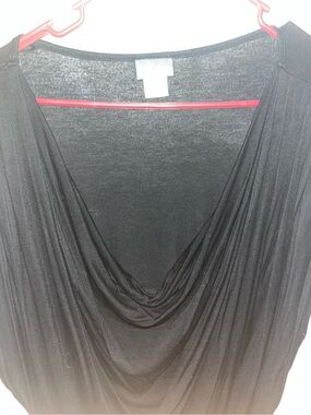 Dots Black Sleeveless Top with draped scoop neck 2x